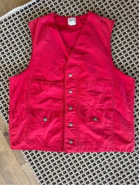 Vintage Filson Red Utility Fishing Vest with Snaps, Pockets 1950s-1970s Gorpcore